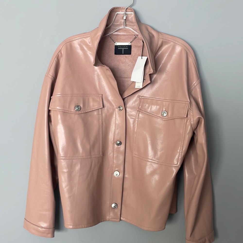 COPY - Tahari Faux Leather Jacket in beautiful light pink